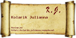 Kolarik Julianna névjegykártya